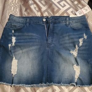 NWT Distressed jean mini skirt